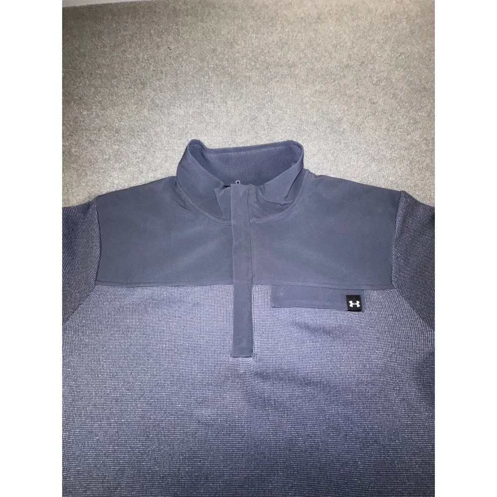 Under Armour Storm Specialist Heathered Quarter Snap Pullover Gray Mens Large